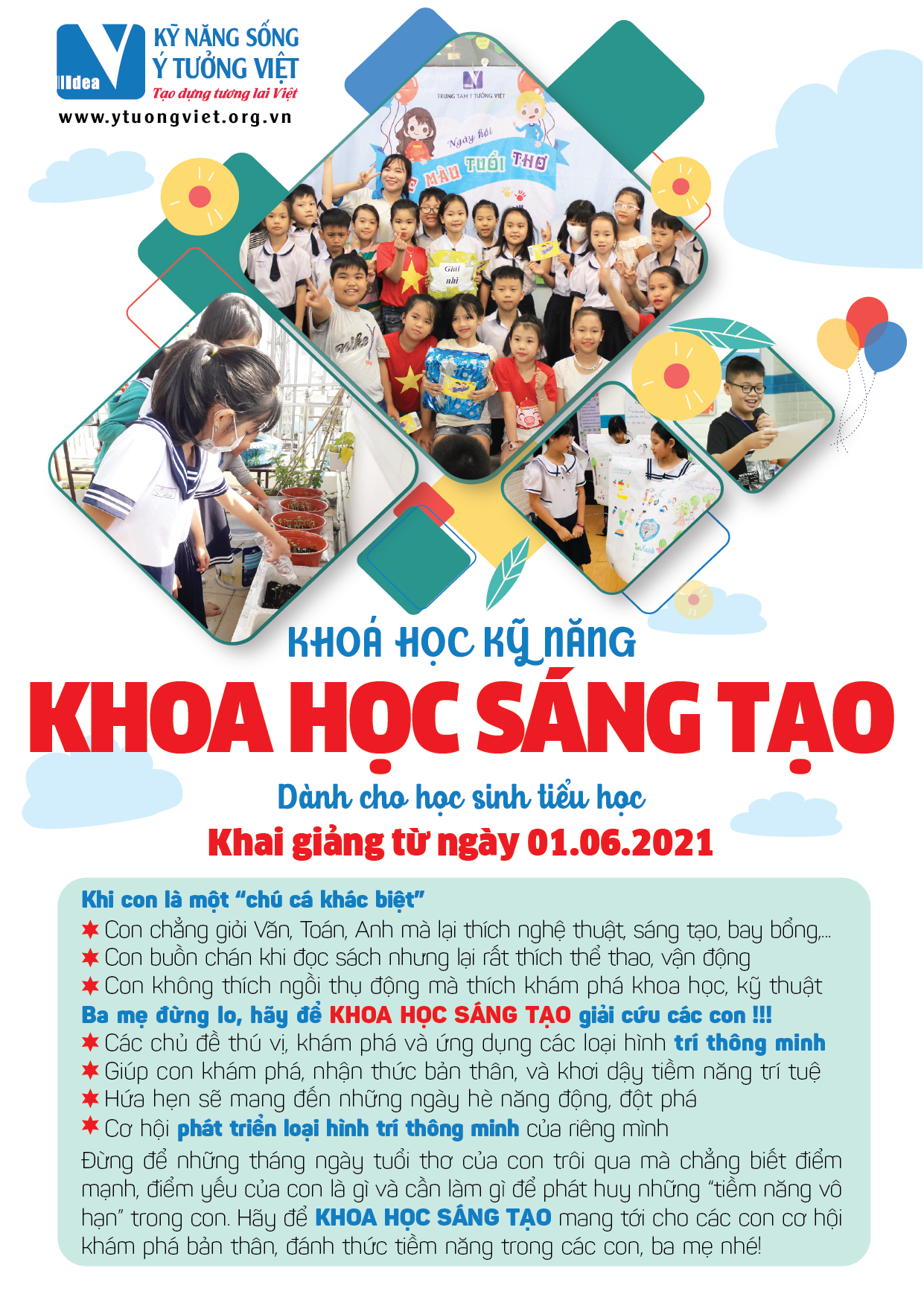 Khóa học kỹ năng hè 2021 – Khoa học sáng tạo