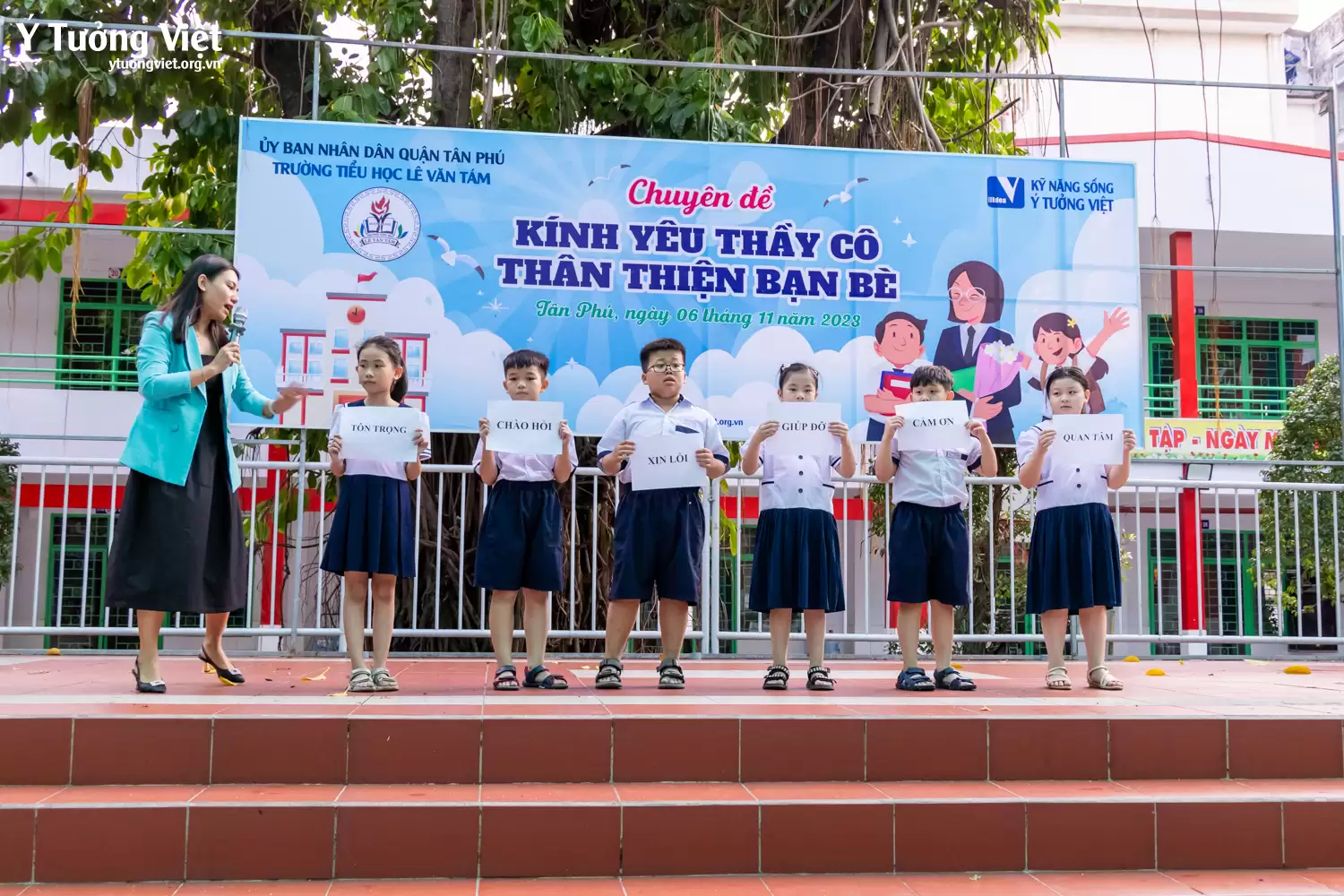 Mừng ngày Nhà giáo, chào tháng tri ân | Lan toả thông điệp “”Kính yêu Thầy Cô, thân thiện với bạn bè” cùng trường TH Lê Văn Tám