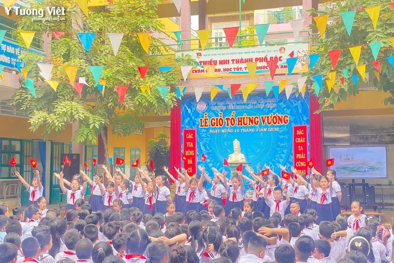 Mừng lễ giổ Tổ Hùng Vương – Trải nghiệm văn hoá dân gian cùng các bạn nhỏ trường TH Lạc Long Quân