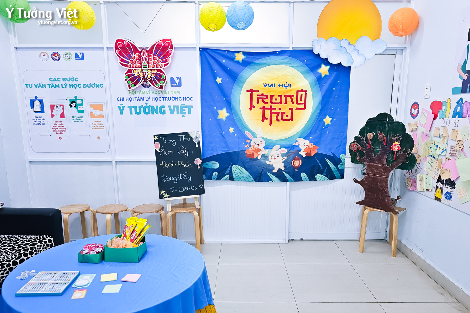 Phòng tâm lý học đường THCS Đoàn Thị Điểm: Ấm áp hoạt động “Trạm ký gửi điều ước” Trung thu