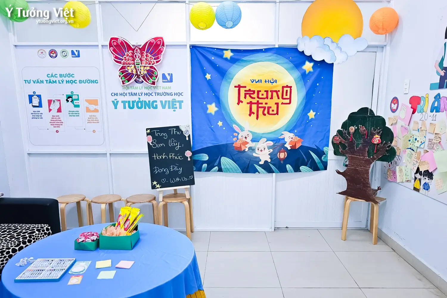 Phòng tâm lý học đường THCS Đoàn Thị Điểm: Ấm áp hoạt động “Trạm ký gửi điều ước” Trung thu
