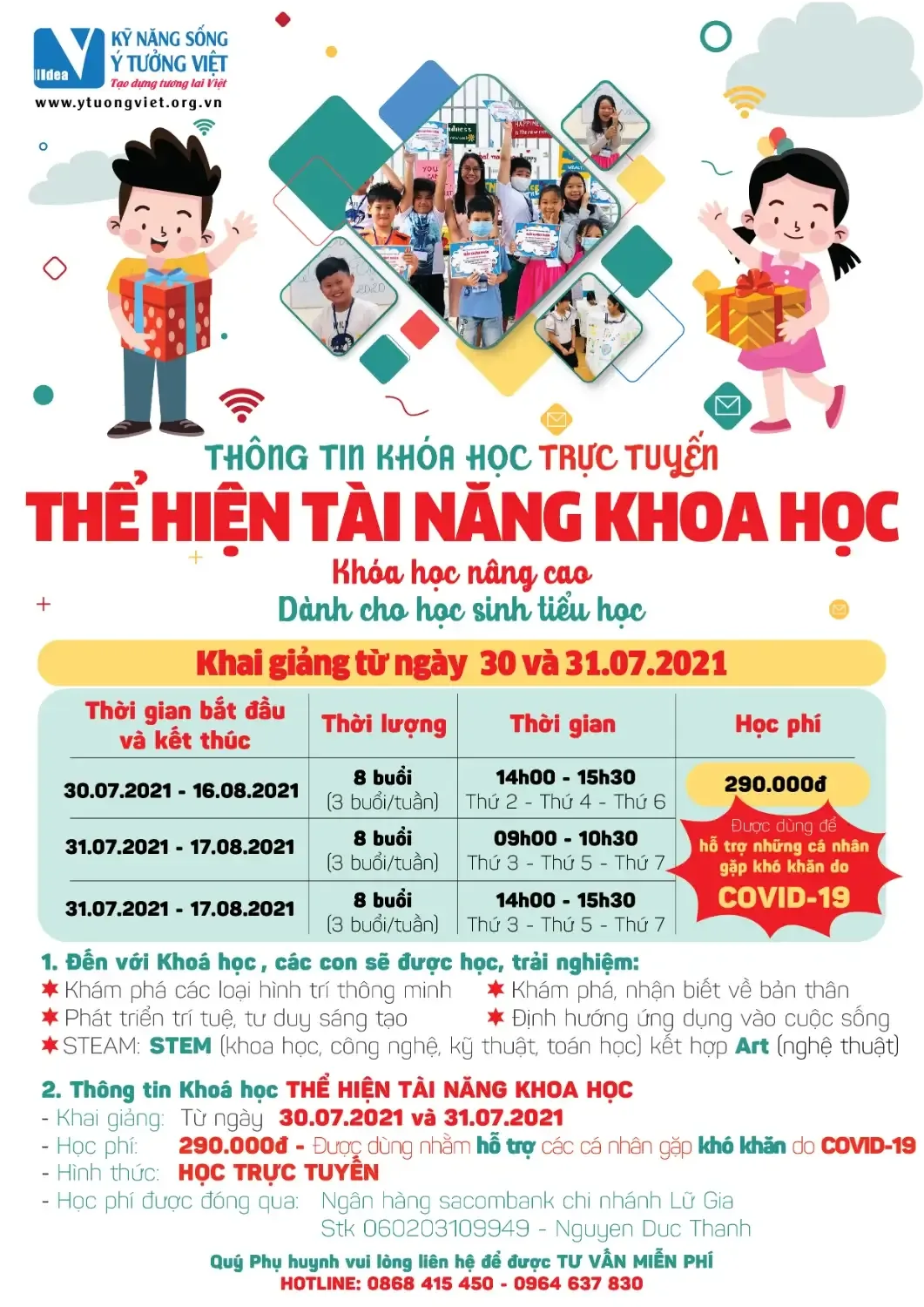 Khóa học kỹ năng trực tuyến Hè 2021 - Thể hiện tài năng khoa học