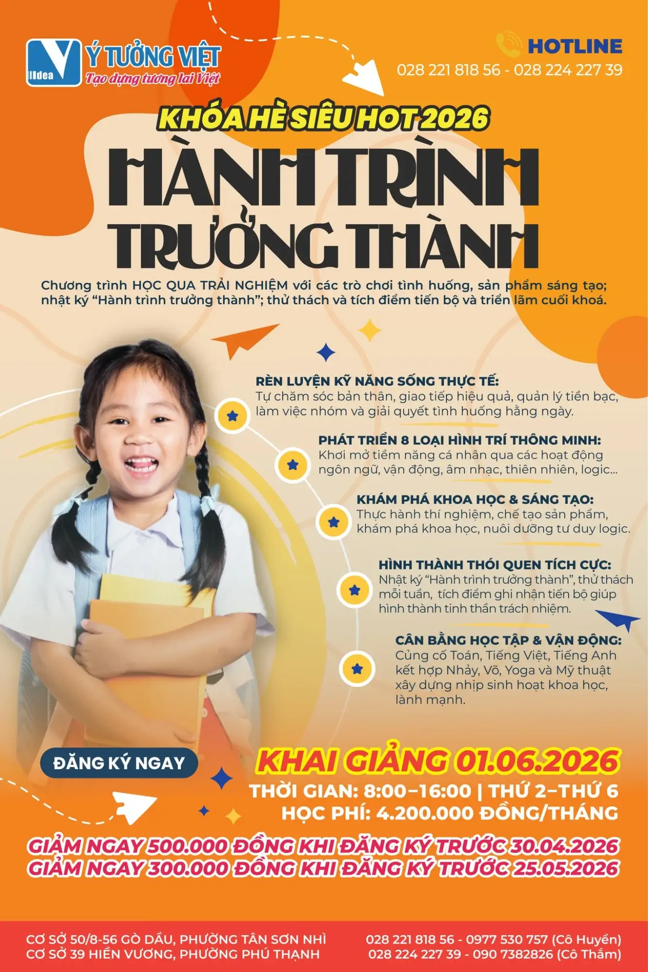 Chương trình hè 2026 tại Ý Tưởng Việt: Ba mẹ an tâm đi làm, con nghỉ hè cực vui